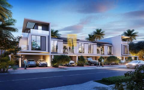 5 Bedroom Townhouse for Sale in Dubailand, Dubai - Townhouse Front View Night. jpg