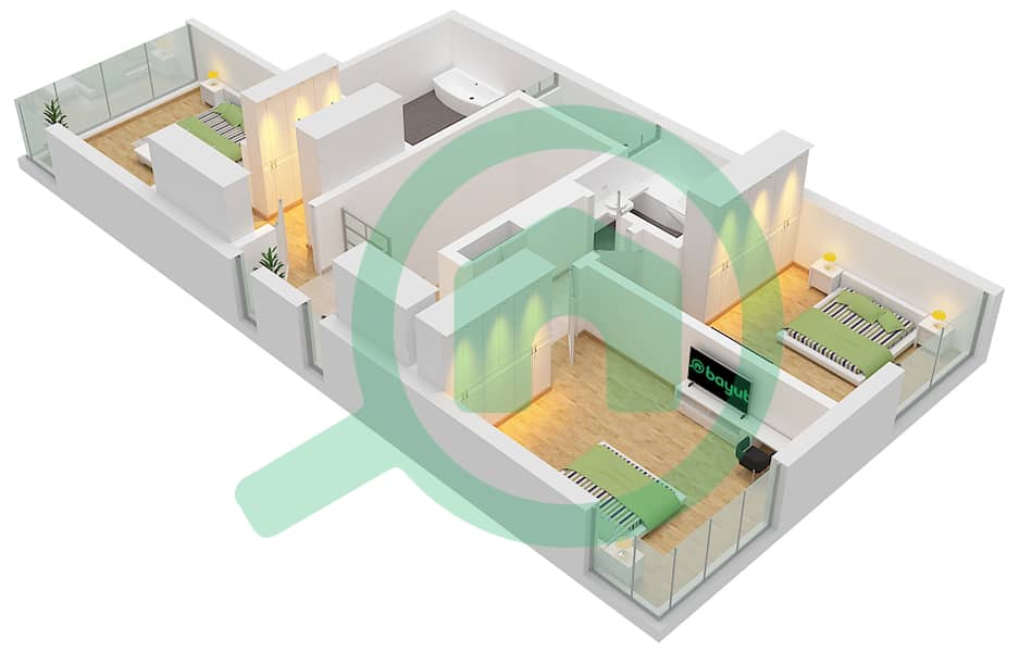 Nad Al Sheba Gardens - 3 Bedroom Townhouse Type 3-G1-SD Floor plan Type 3-G1-SD  Floor First interactive3D