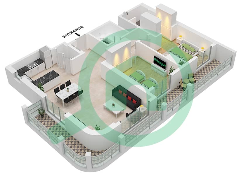 Cello Residences Tower A - 2 Bedroom Apartment Type/unit A-3 / UNIT 3 FLOOR 5 Floor plan Type A-3 Unit 3 Floor 5 interactive3D