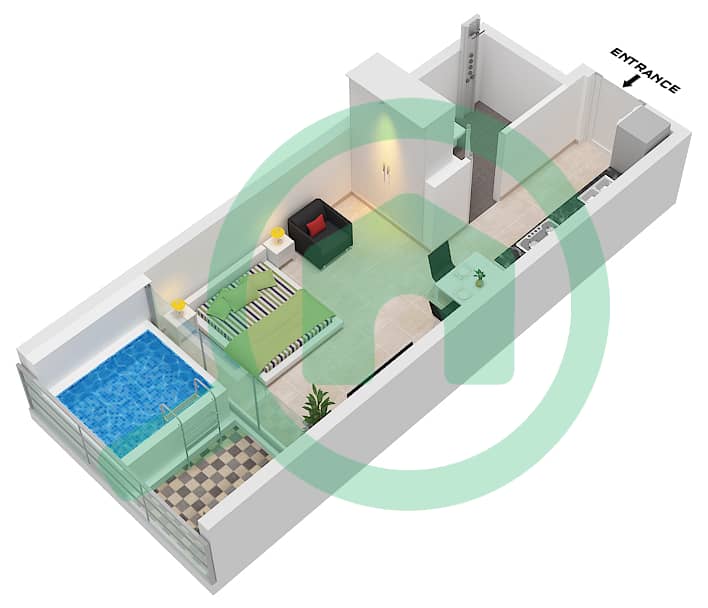 萨马纳曼哈顿1号 - 单身公寓单位1,10 FLOOR 7-15(ODD)戶型图 Unit 1,10, Floor 7-15(Odd) interactive3D