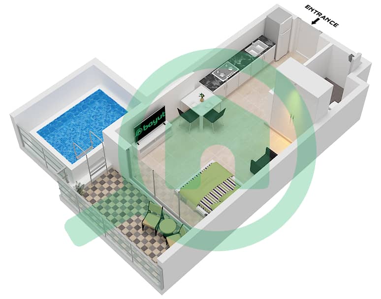 萨马纳曼哈顿1号 - 单身公寓单位14 FLOOR 4,6戶型图 Unit 14, Floor 4,6 interactive3D