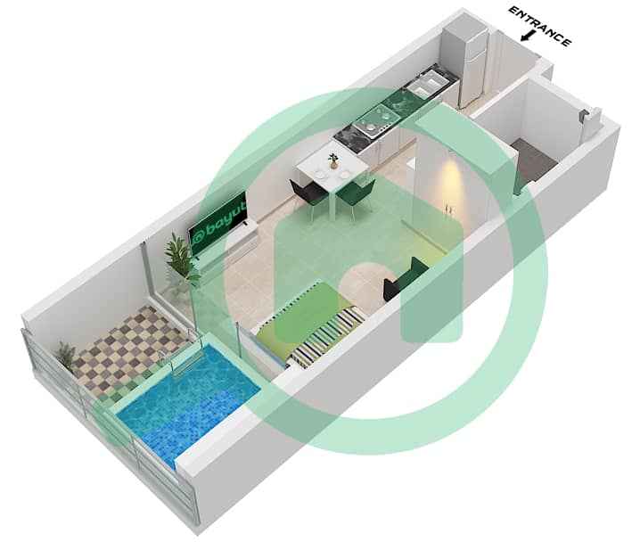 Samana Manhattan 1 - Studio Apartment Unit 3,4,9,10 FLOOR 2-5,6-14 Floor plan Unit 3,4,9,10, Floor 2-5,6-14(Even) interactive3D