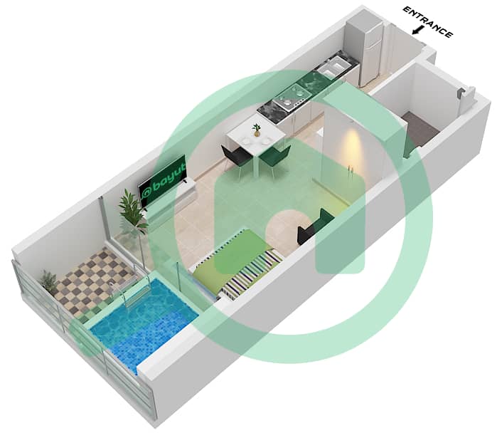 Samana Manhattan 1 - Studio Apartment Unit 3,9 FLOOR 7-15(ODD) Floor plan Unit 3,9, Floor 7-15(Odd) interactive3D