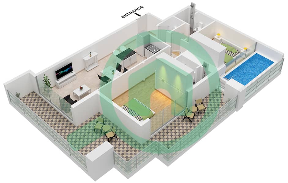 Samana Manhattan 1 - 2 Bedroom Apartment Unit 7 FLOOR 4,6 Floor plan Unit 7, Floor 4,6 interactive3D