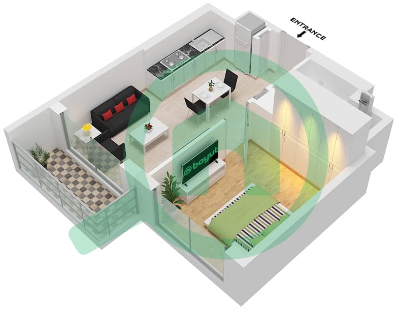 320 Риверсайд Кресцент - Апартамент 1 Спальня планировка Тип/мера A/UNIT 6 FLOOR 7-18,22-32 Type A Unit 6 Floor 7-18,22-32,36-46,50-61 interactive3D