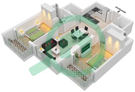 320 Риверсайд Кресцент - Апартамент 2 Cпальни планировка Тип/мера B/UNIT 6 FLOOR 7-17,22-32