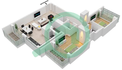 320 Риверсайд Кресцент - Апартамент 2 Cпальни планировка Тип/мера D / UNIT 10 FLOOR 7-18,22