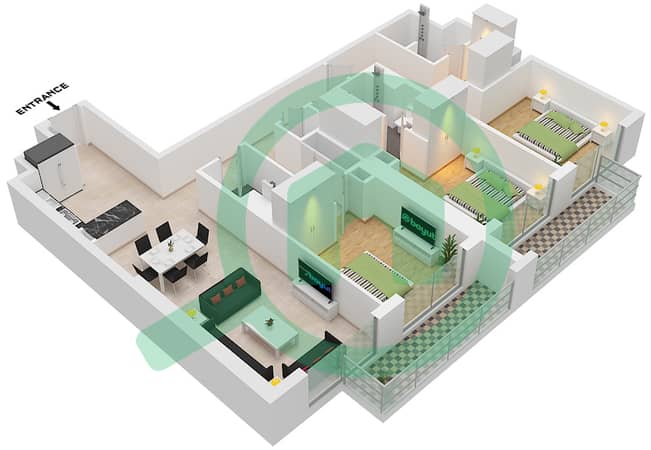 Type A Unit 1 Floor 7-18,22-32,36-46,50-61
