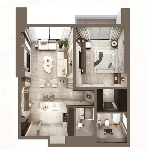 1 BR floor plan