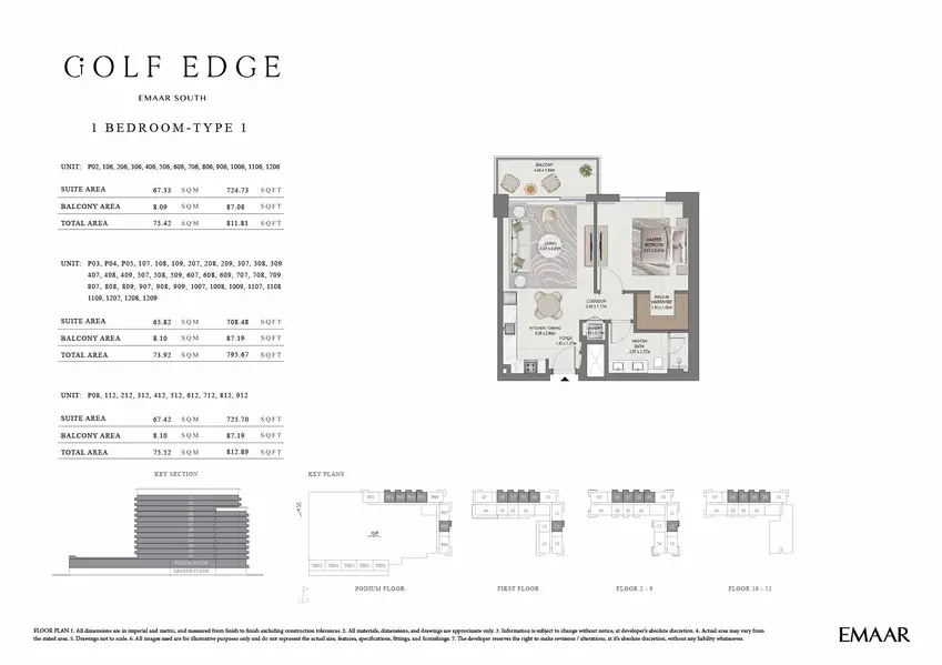 1 BR floor plan