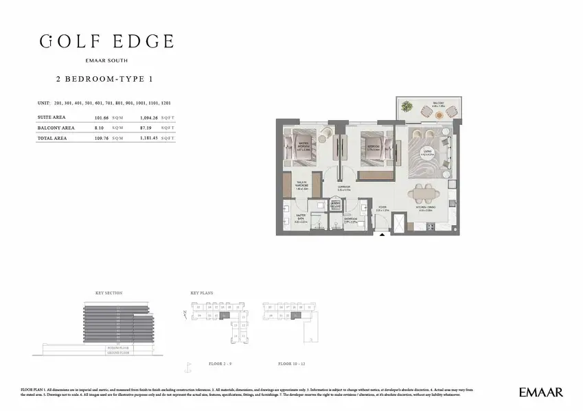 2 BR floor plan