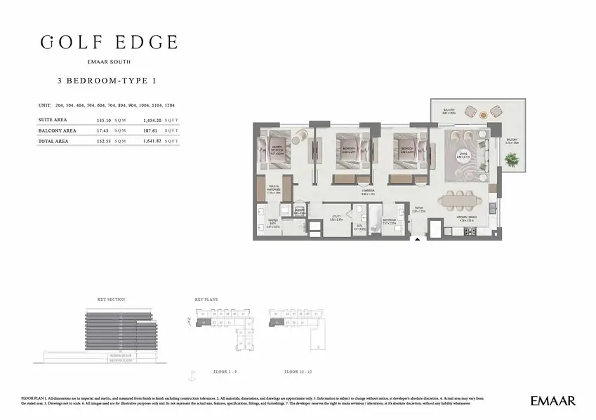 3 BR floor plan