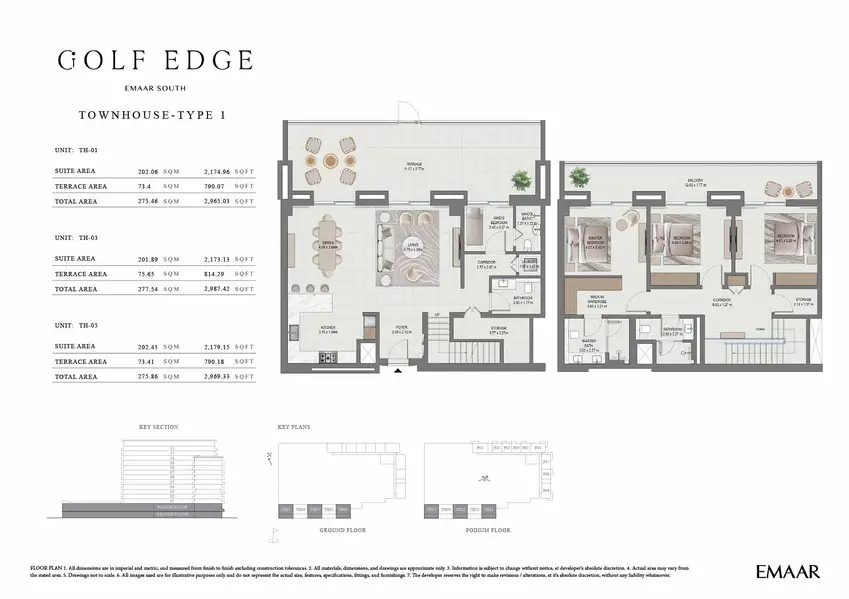 3 BR floor plan