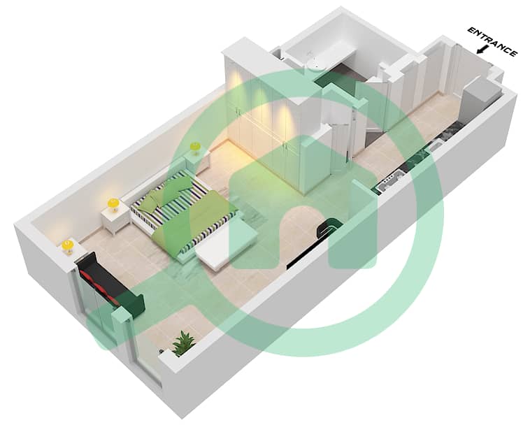 Cello Residences Tower B - Studio Apartment Type/unit A-1/UNIT 1,5-7 FLOOR 1-23 Floor plan Type A-1 Unit 5 Floor 1-3 
Unit 6 Floor 1-3,23 
Unit 1 Floor 1-22 
Unit 9,10 Floor 4-22 
Unit 7 Floor 23 interactive3D