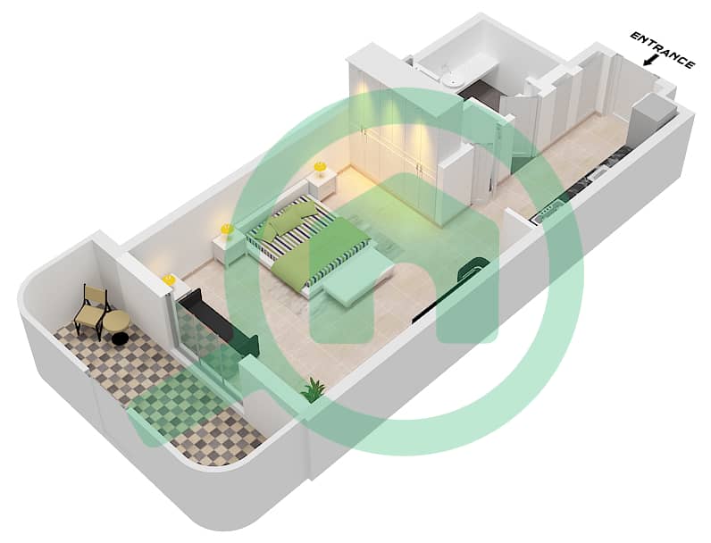 Cello Residences Tower B - Studio Apartment Type/unit A-2 / UNIT 4-5 FLOOR 4 Floor plan Type A-2 Unit 4-5 Floor 4 interactive3D