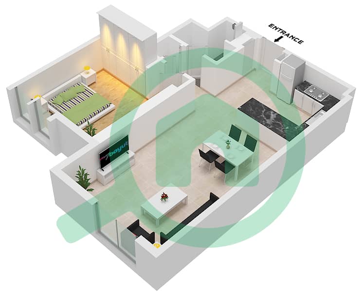 Cello Residences Tower B - 1 Bedroom Apartment Type/unit C-3/UNIT 2,4-5 FLOOR 5-23 Floor plan Type C-3 Unit 4-5 Floor 5-22
Unit 2 Floor 23 interactive3D