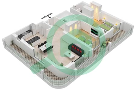 Cello Residences Tower B - 2 卧室公寓类型／单位A-1 / UNIT 2 FLOOR 1戶型图