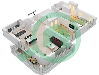 Cello Residences Tower B - 2 卧室公寓类型／单位A-2 / UNIT 2 FLOOR 2-22戶型图