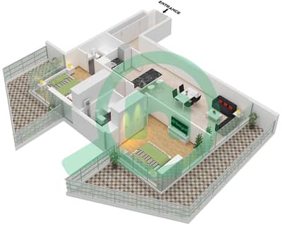 圣特罗曲线公寓 - 2 卧室公寓类型／单位5 / UNIT 12 FLOOR 2-10戶型图