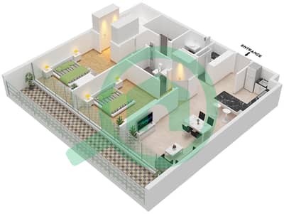 圣特罗曲线公寓 - 2 卧室公寓类型／单位6 / UNIT 13 FLOOR 2-10戶型图