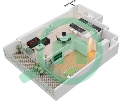 Saba Tower 1 - 1 Bedroom Apartment Type C Floor plan