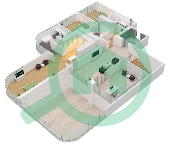 Орла - Апартамент 4 Cпальни планировка Единица измерения 7 FLOOR 2 Unit 7 Floor 2 interactive3D