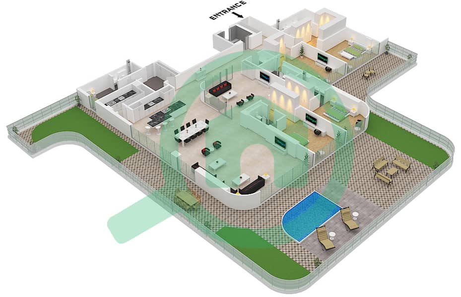 Орла - Апартамент 4 Cпальни планировка Единица измерения 3 FLOOR 4 Unit 3 Floor 4 interactive3D