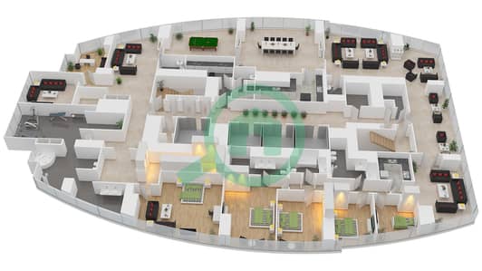 阿提哈德大厦 - 5 卧室顶楼公寓类型T2-SPHA戶型图