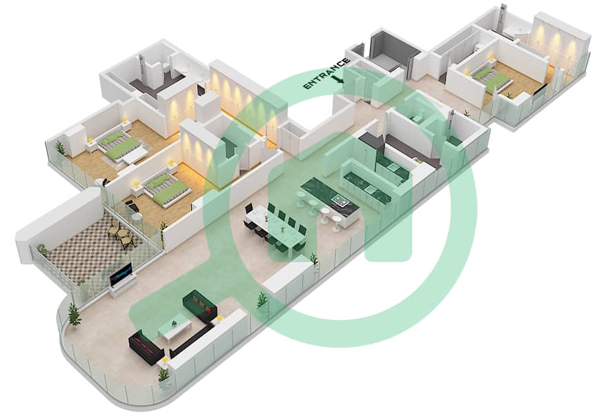 Orla - 3 Bedroom Apartment Unit 1 FLOOR 5 Floor plan Unit 1 Floor 5 interactive3D