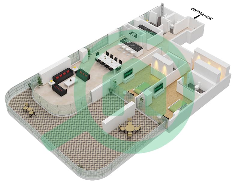 Orla - 2 Bedroom Apartment Unit 11 FLOOR 6 Floor plan Unit 11 Floor 6 interactive3D