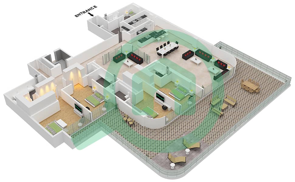 المخططات الطابقية لتصميم الوحدة 8 FLOOR 8 شقة 4 غرف نوم - أورلا Unit 8 Floor 8 interactive3D