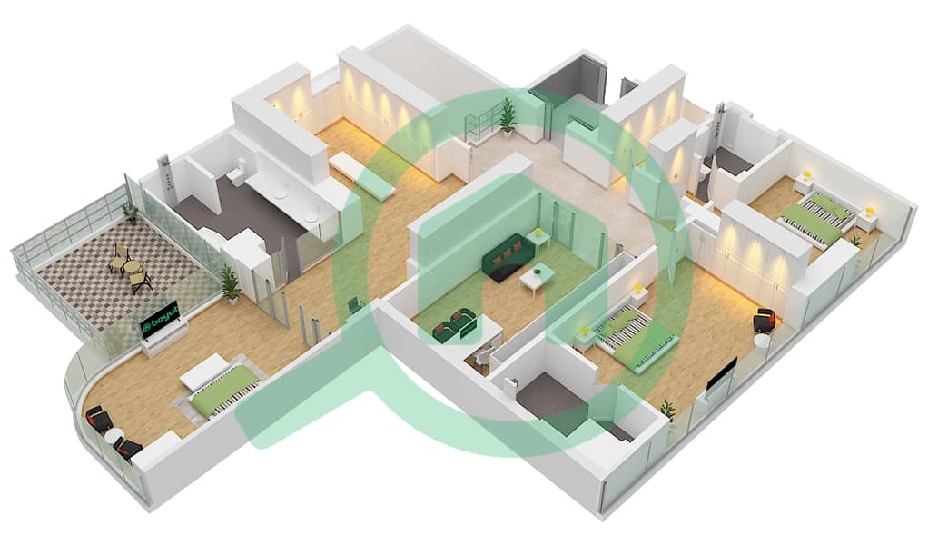 Орла - Апартамент 4 Cпальни планировка Единица измерения 4 FLOOR 6 Unit 4 Floor 6 interactive3D