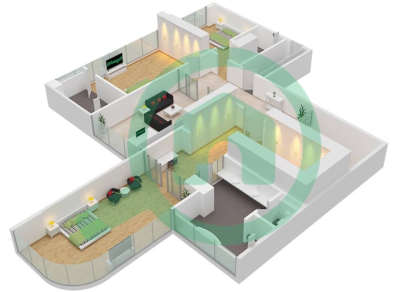 Орла - Апартамент 4 Cпальни планировка Единица измерения 7 FLOOR 10 Unit 7 Floor 10 interactive3D