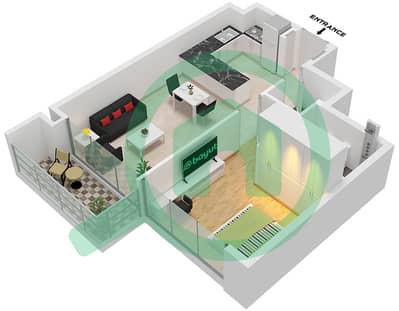 Cluster D - Апартамент 1 Спальня планировка Тип A FLOOR GROUND-6