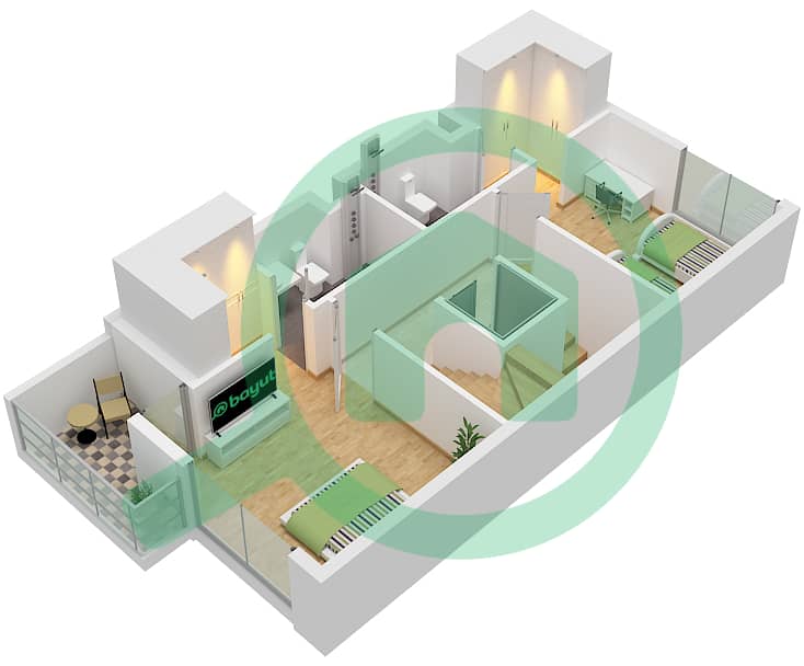 Cluster D - Таунхаус 4 Cпальни планировка Тип A FLOOR GROUND Type A Floor First interactive3D