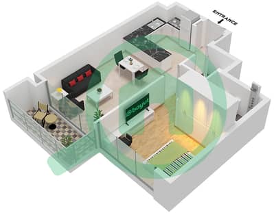 Cluster E - 1 Bedroom Apartment Type A FLOOR GROUND-6 Floor plan