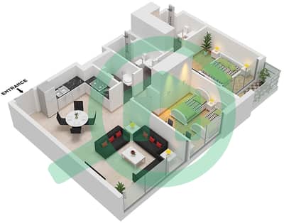 المخططات الطابقية لتصميم النموذج D FLOOR GROUND-6 شقة 2 غرفة نوم - المجموعة ه