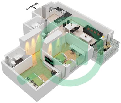 المخططات الطابقية لتصميم النموذج E FLOOR GROUND-6 شقة 2 غرفة نوم - المجموعة ه