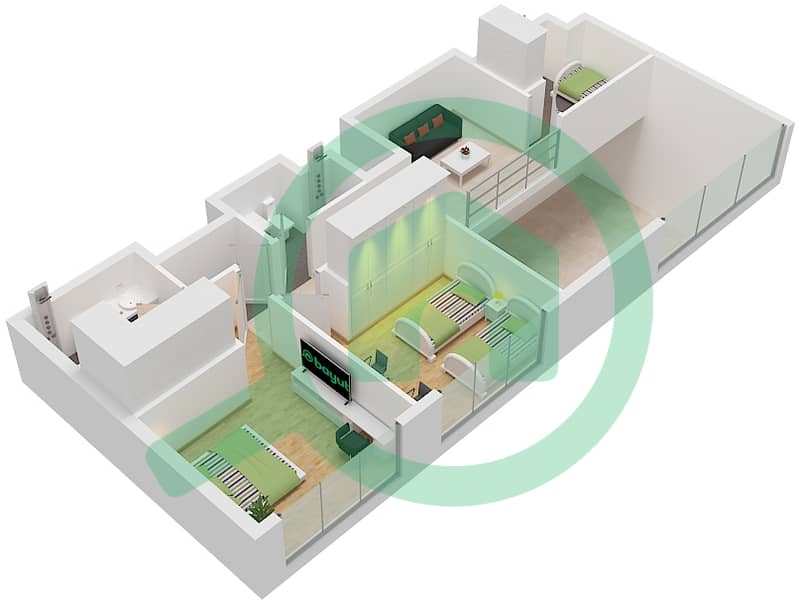 المخططات الطابقية لتصميم النموذج E FLOOR 7,8 بنتهاوس 4 غرف نوم - المجموعة ه Type E Upper Floor 8 interactive3D