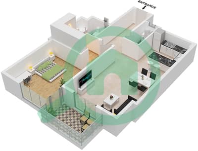 المخططات الطابقية لتصميم الوحدة 1 شقة 1 غرفة نوم - أبراج الخور - عجمان