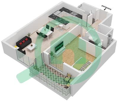 المخططات الطابقية لتصميم الوحدة 2 شقة 1 غرفة نوم - أبراج الخور - عجمان