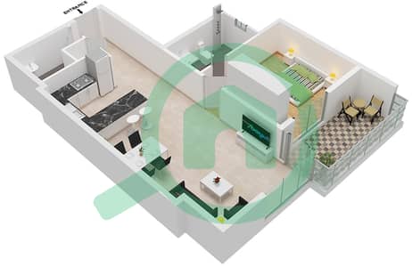 المخططات الطابقية لتصميم الوحدة 3 شقة 1 غرفة نوم - أبراج الخور - عجمان