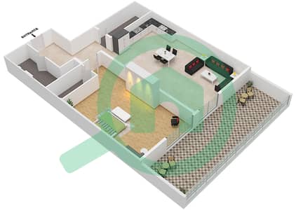 المخططات الطابقية لتصميم الوحدة 9 شقة 1 غرفة نوم - أبراج الخور - عجمان