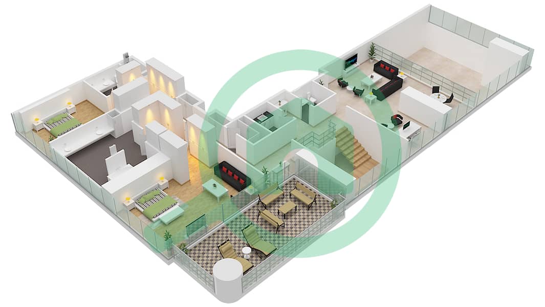 美世大厦 - 4 卧室顶楼公寓类型／单位A / UNIT 1,2 FLOOR 33戶型图 Type A Unit 1,2, Upper Floor 33 interactive3D