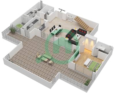 المخططات الطابقية لتصميم الوحدة 4701,4704,4705,4707 شقة 3 غرف نوم - هارتلاند غرينز
