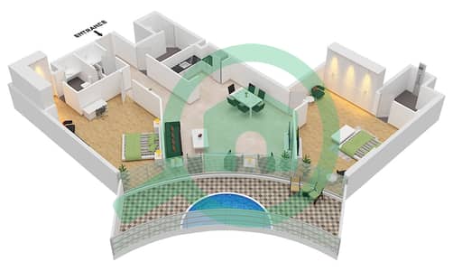 Trussardi Residences - 2 Bedroom Apartment Type F Floor plan