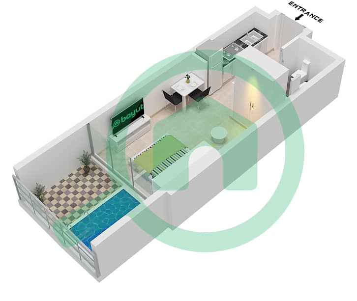萨马纳巴拉里景观公寓 - 单身公寓单位11 FLOOR 2,4,6,8,10,12,14戶型图 Unit 11 Floor 2,4,6,8,10,12,14,16,18,20,22,24,26 interactive3D