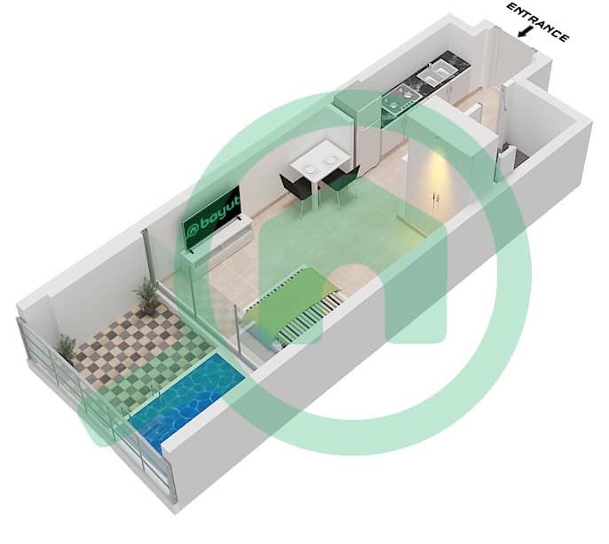 萨马纳巴拉里景观公寓 - 单身公寓单位15 FLOOR 2,4,6,8,10,12,14戶型图 Unit 15 Floor 2,4,6,8,10,12,14,16,18,20,22,24,26 interactive3D