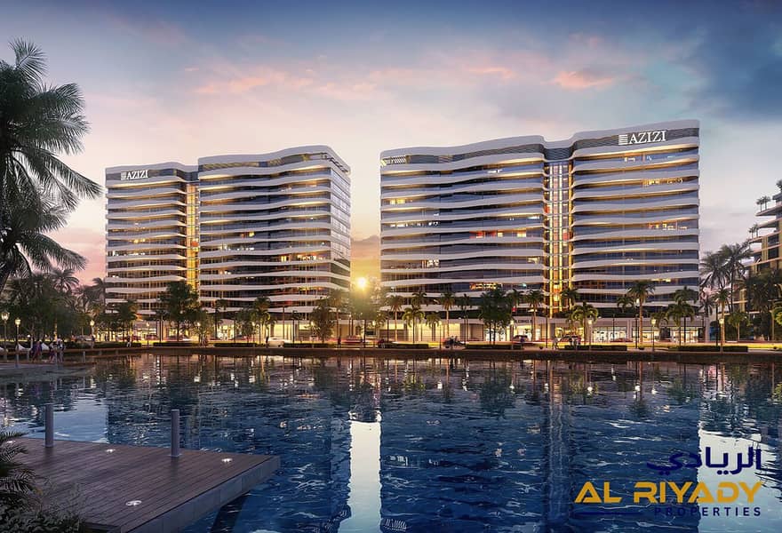 5 azizi-venice-huaxia_0004_Dubai-South_Azizi-Venice_A-003_Front-Water-Side-Evening_03. jpg