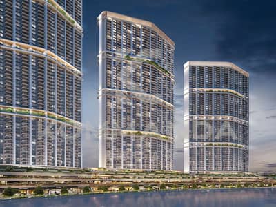 布卡德拉社区， 迪拜 1 卧室单位待售 - A6_DIMOND TOWER_CANAL SIDE_NIGHT VIEW_RENDER. jpg